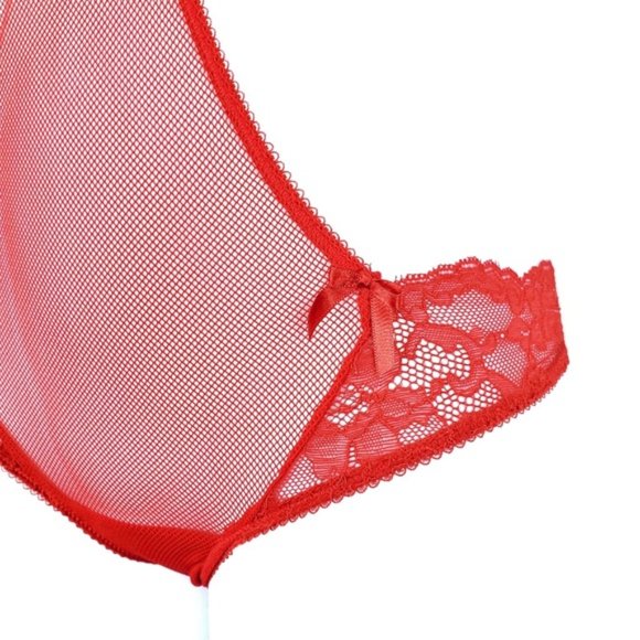 VICTORIA'S SECRET Red Sheer Lace One Piece M - Picture 5 of 8